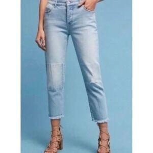 Pilcro and the Letterpress Hyphen Relaxed Cropped Jeans Light Wash Distressed 27